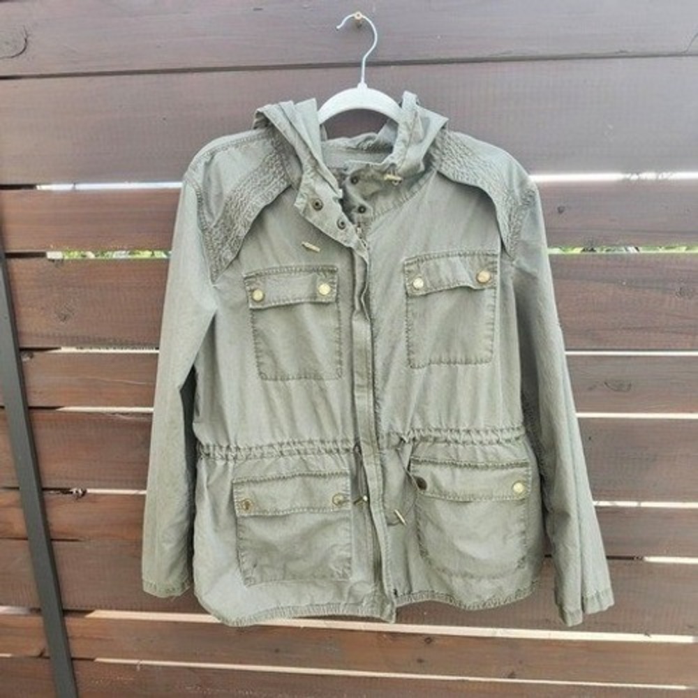 Michael Kors Olive Green Utility Jacket with Hood - Size M